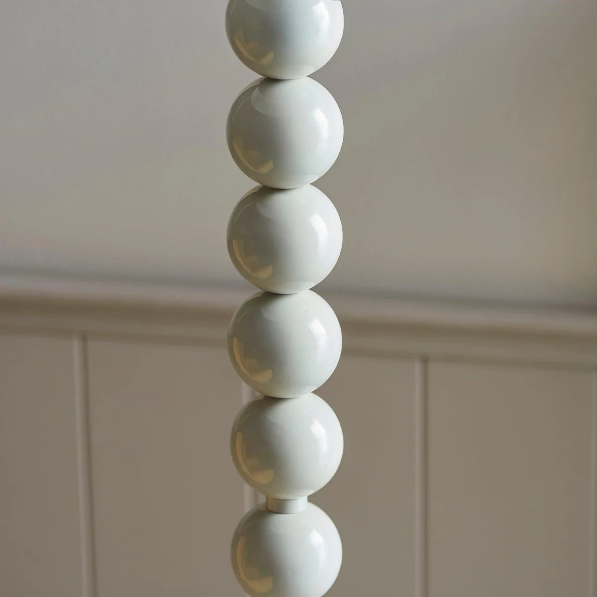 White Beaded Floor Lamp with Coral Pattern Fabric Shade, 1-Light Living Room Lighting