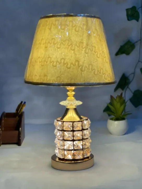 Crystal Gold Bedside Lamp, Glam Decorative Table Lamp with Warm Glow, 17 Inch