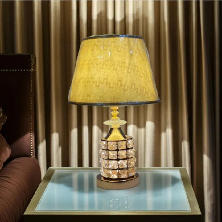 Crystal Gold Bedside Lamp, Glam Decorative Table Lamp with Warm Glow, 17 Inch