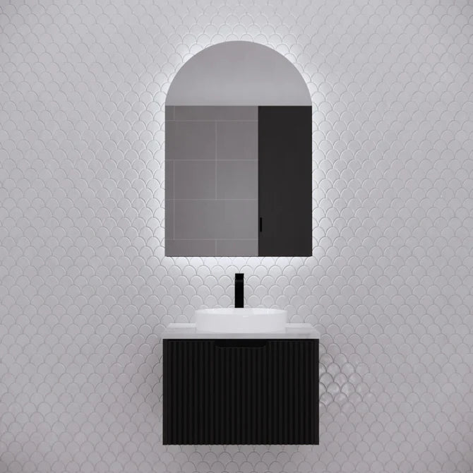 Arch LED Bathroom Cabinet, White Wall Mounted Mirror Storage with Backlit Lighting