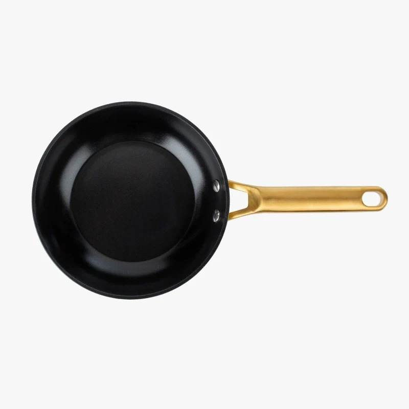 Beige Ceramic Nonstick Frying Pan, 8-Inch with Gold Handle, Frying Pan