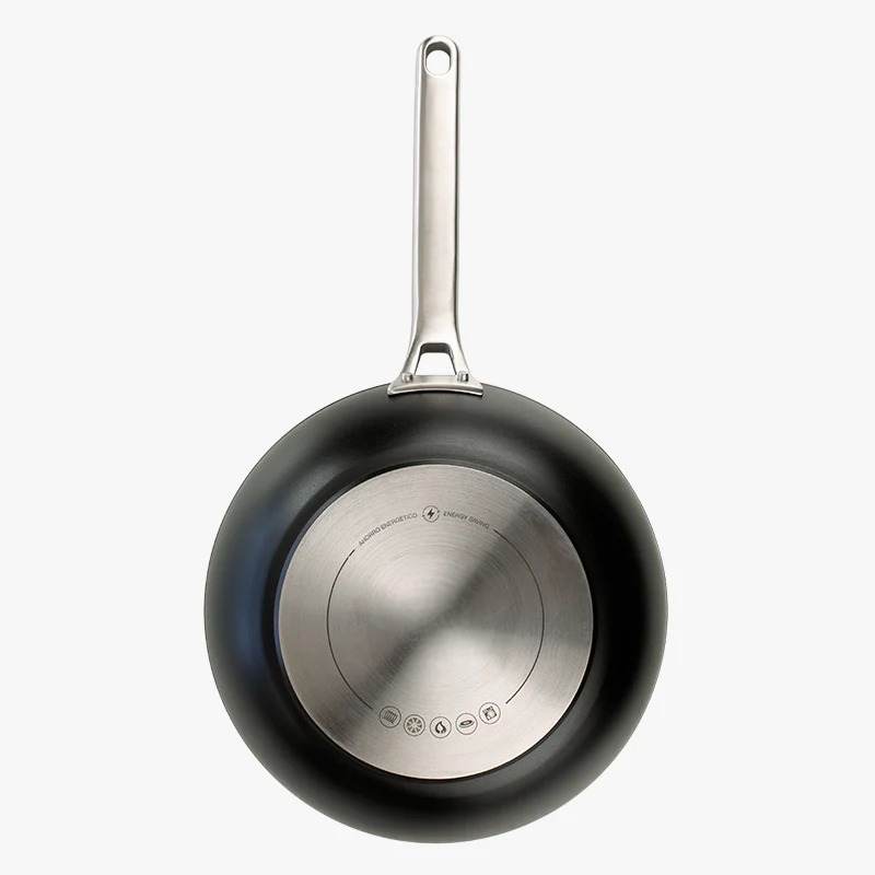 Black Ceramic Nonstick Wok, 11-Inch with Stainless Steel Handle, Wok