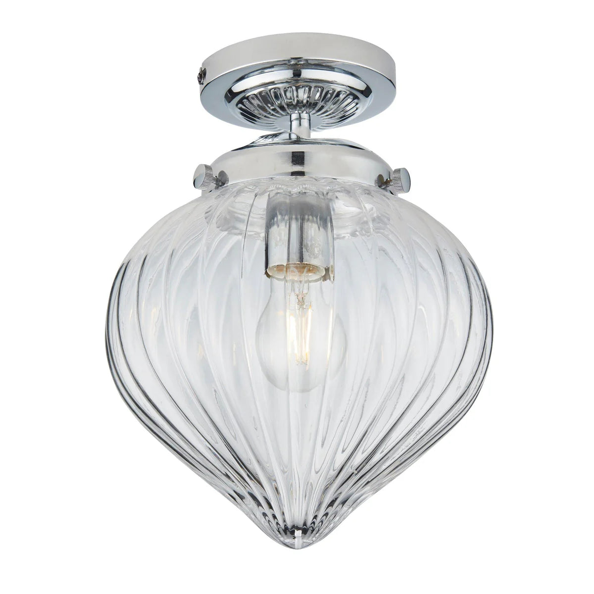 Clear Glass Chrome, Flush Mount Bathroom Light, Elegant Pendant Style Ceiling Fixture