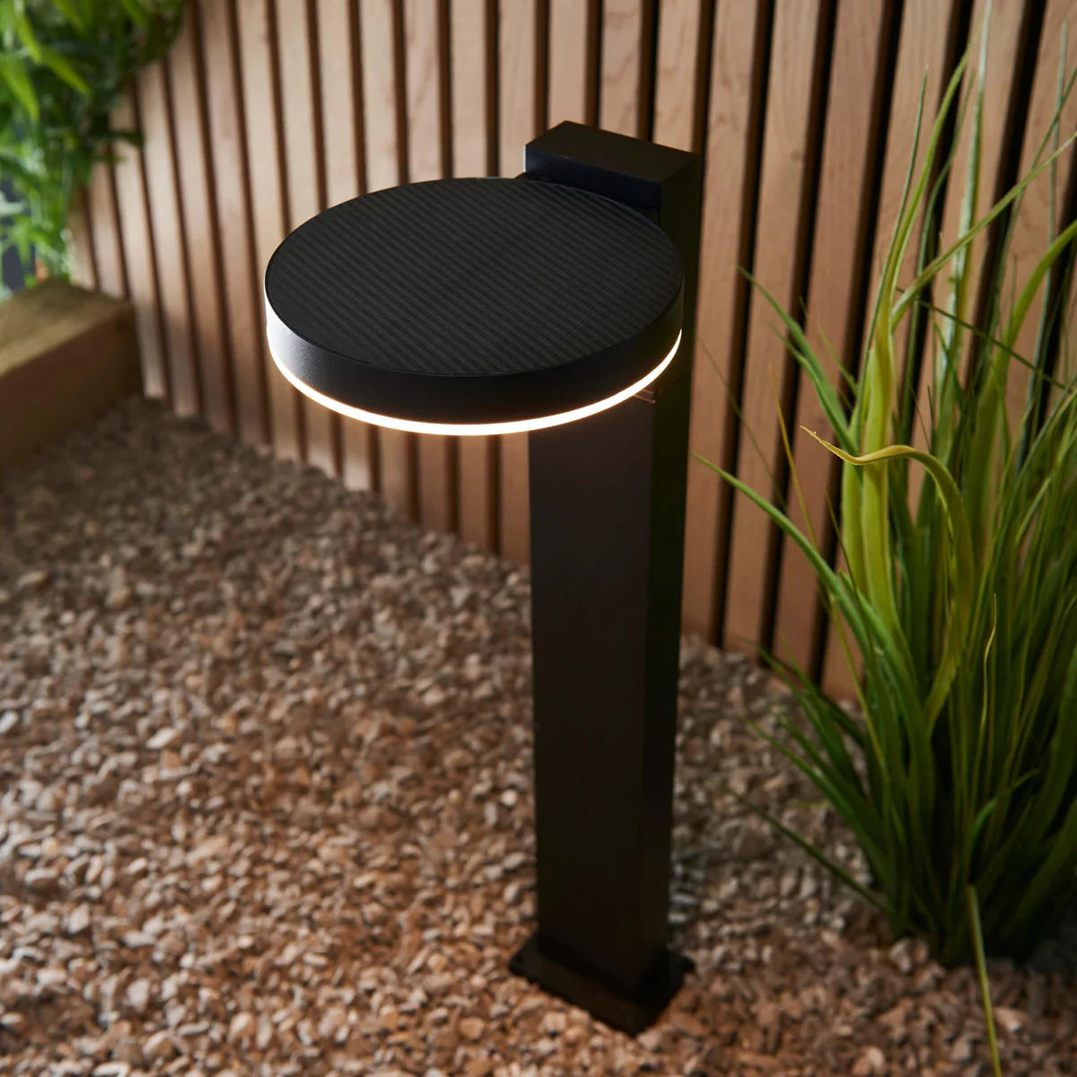 Black LED Motion Sensor Outdoor Post Light, 1-Light Modern Outdoor Lighting