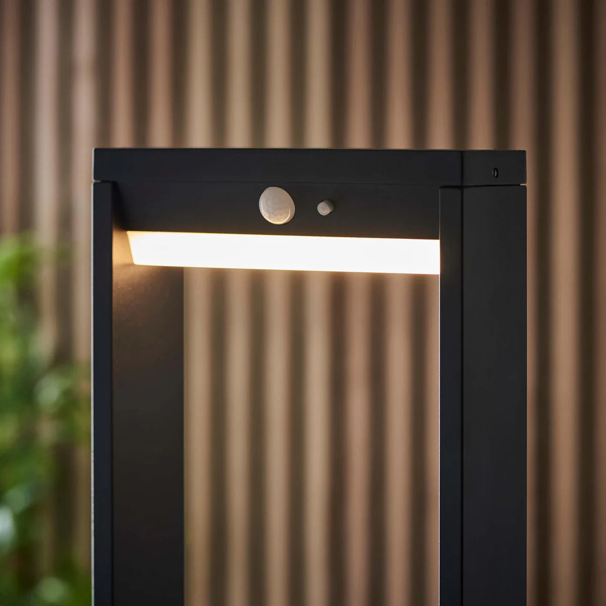 Black Rectangle Solar LED Motion Sensor Path Light, 1-Light Modern Outdoor Lighting