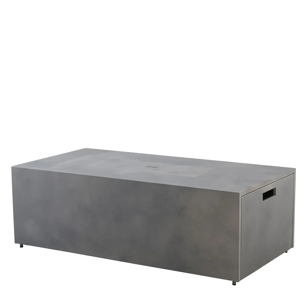 Large Rectangular Concrete Style, Outdoor Fire Pit Table with Aluminum Frame, 60-Inch Patio Fire Pit