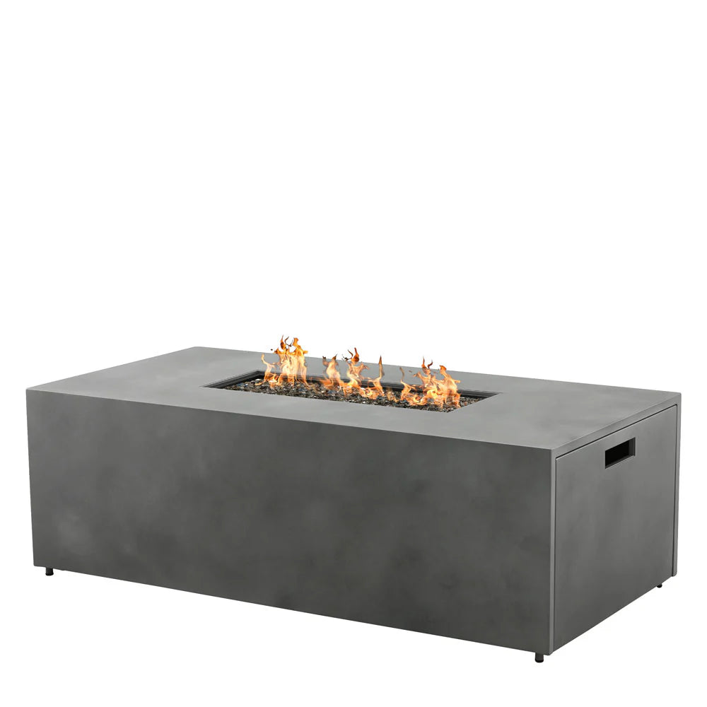 Large Rectangular Concrete Style, Outdoor Fire Pit Table with Aluminum Frame, 60-Inch Patio Fire Pit
