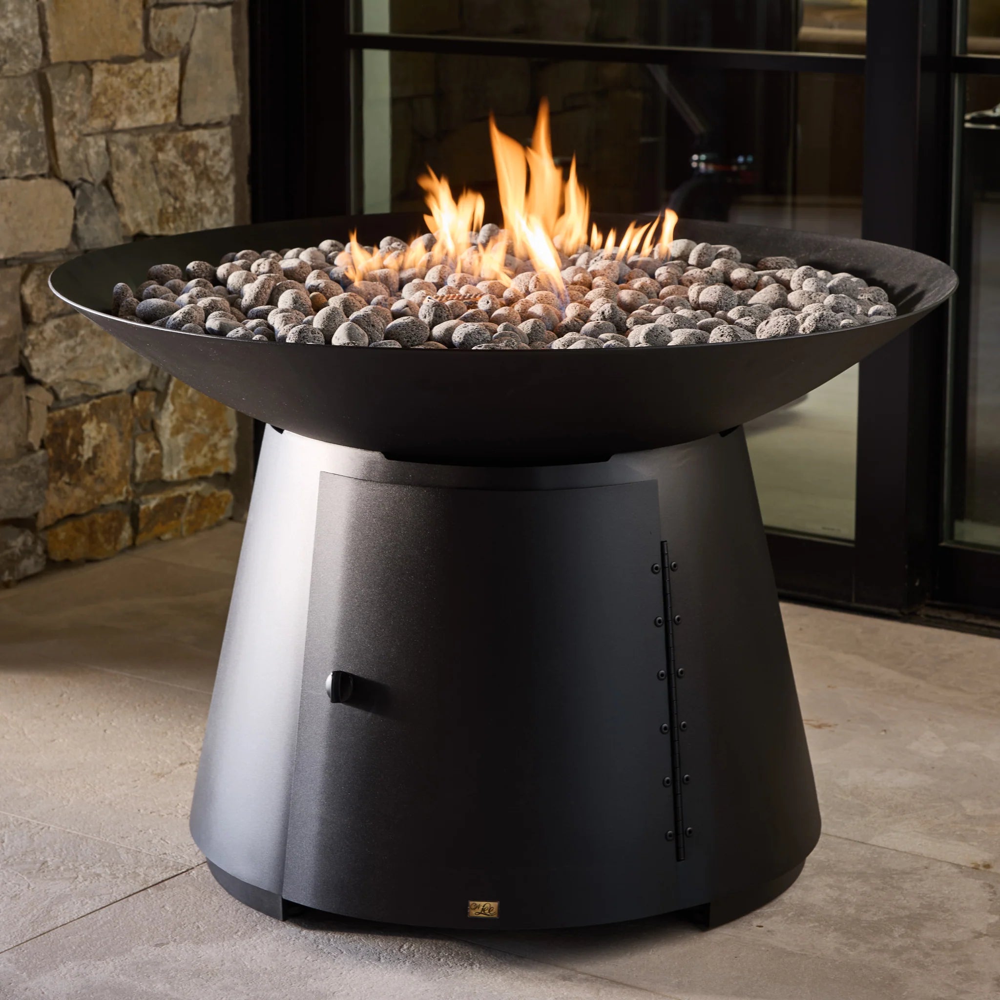 Modern Round Aluminum Outdoor Fire Pit with Carbon Finish, 36-Inch Patio Fire Bowl