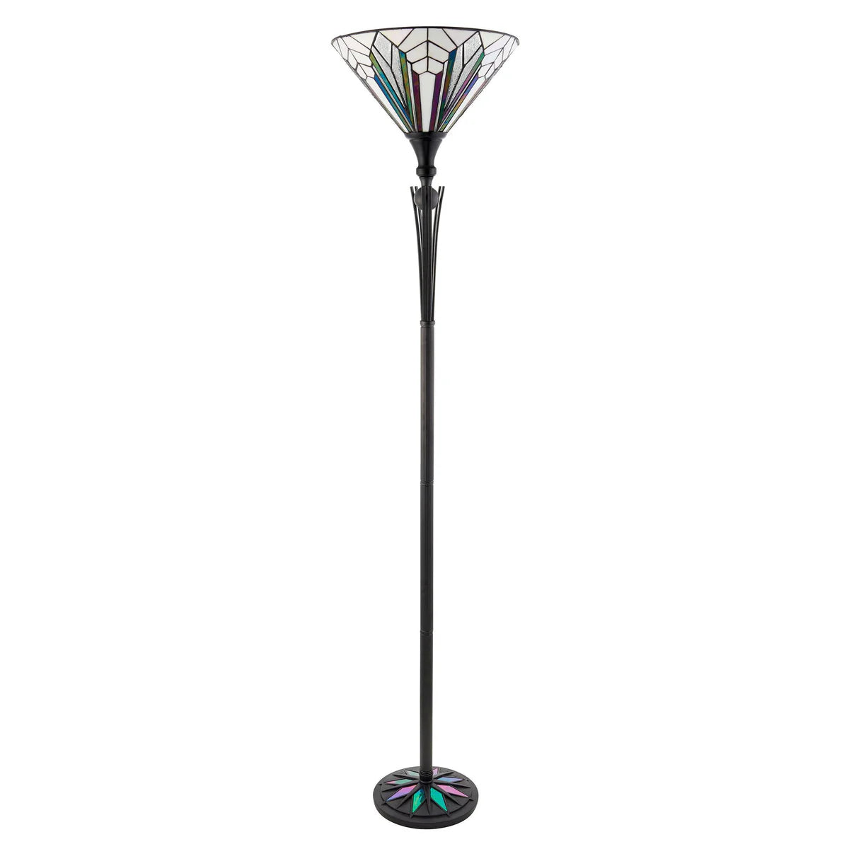 Tiffany Uplight Floor Lamp, Multicolor Glass Shade, 1-Light Living Room Lighting