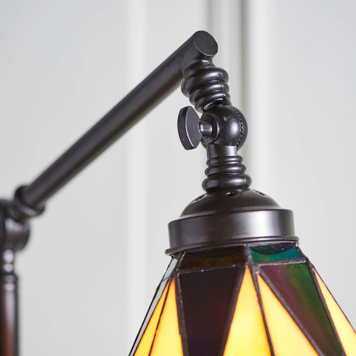 Tiffany Style Adjustable Floor Lamp, Black Finish, 1-Light Living Room Lighting