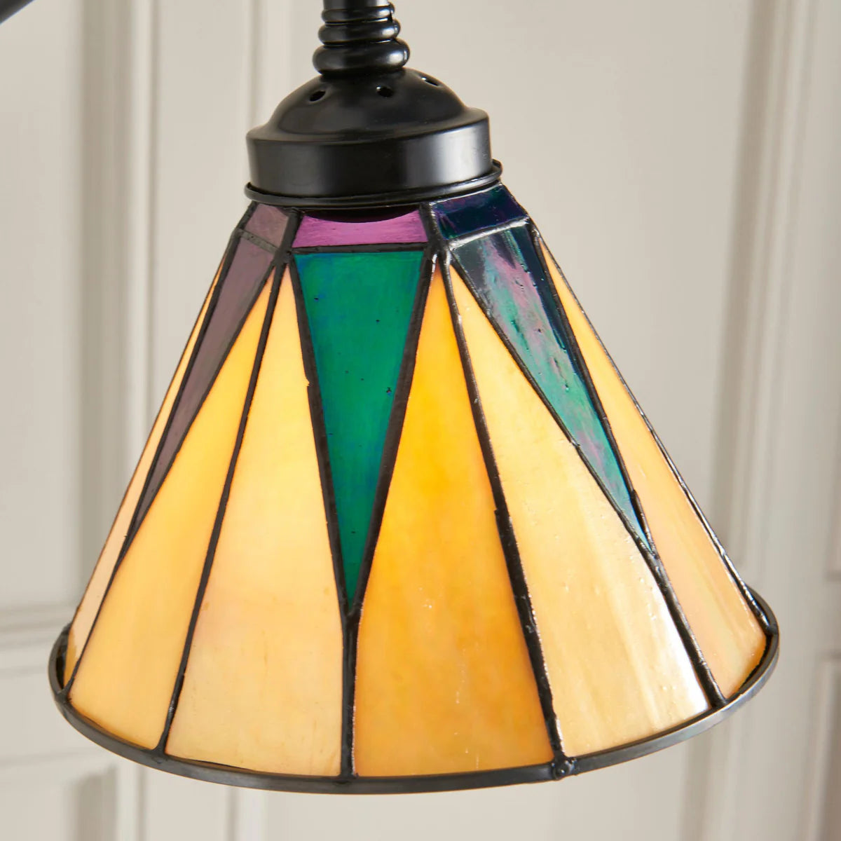 Tiffany Style Adjustable Floor Lamp, Black Finish, 1-Light Living Room Lighting