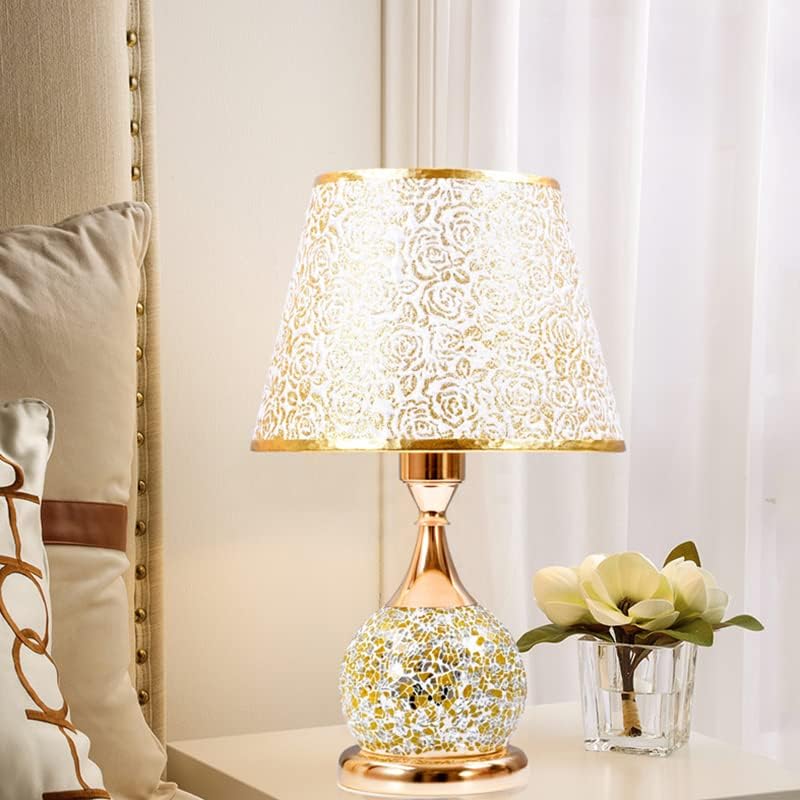 Crystal Gold Bedside Lamp, Elegant Decorative Table Lamp with Warm Light, 18 Inch