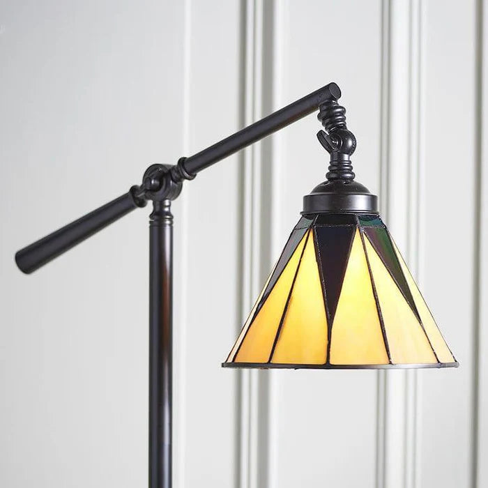 Tiffany Style Adjustable Floor Lamp, Black Finish, 1-Light Living Room Lighting