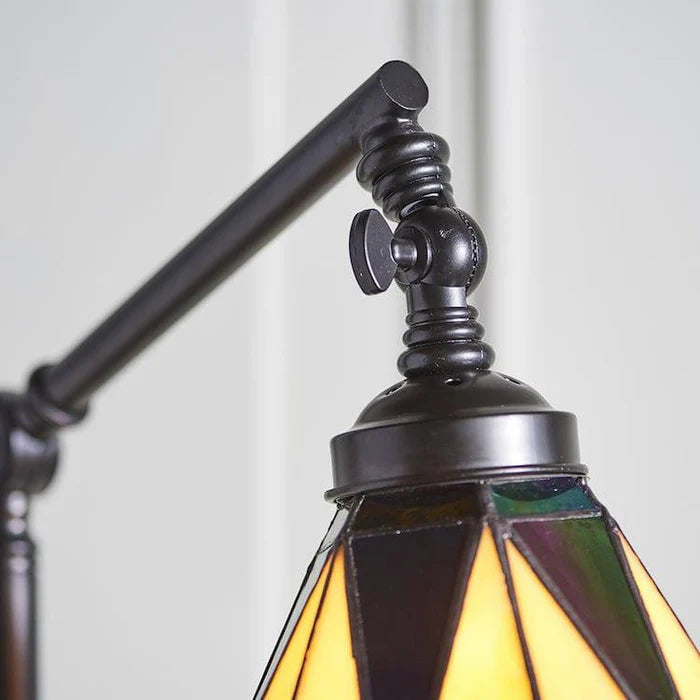 Tiffany Style Adjustable Floor Lamp, Black Finish, 1-Light Living Room Lighting