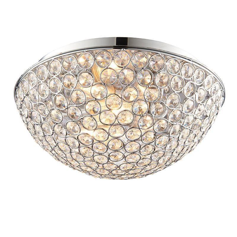 Chrome Flush Mount Bathroom Light, Clear Crystal Ceiling Fixture with G9 Bulbs