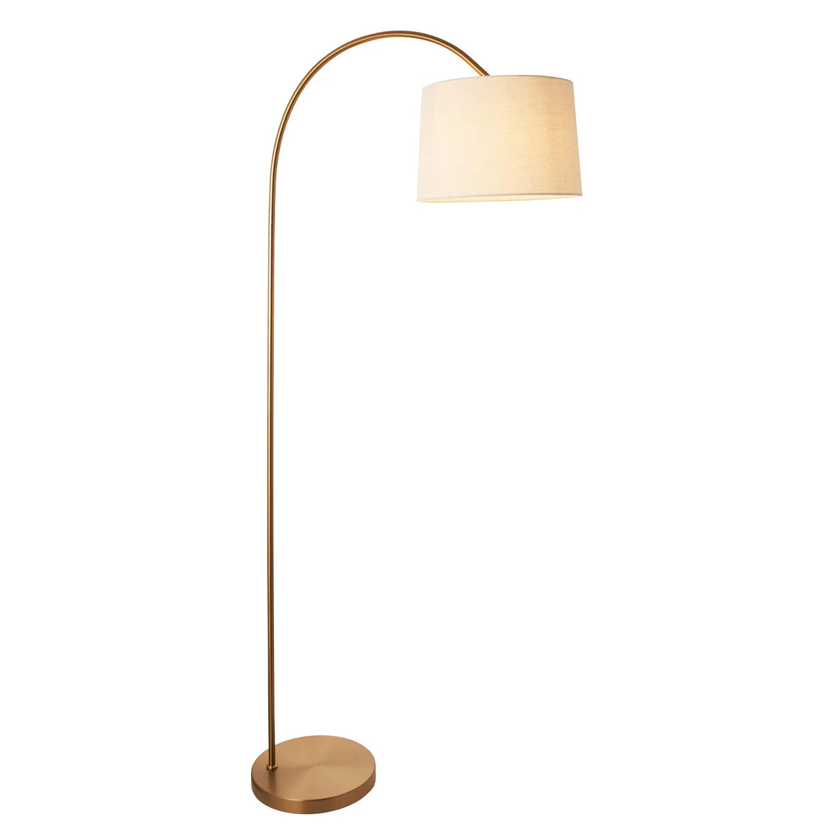 Brass Arc Floor Lamp with Fabric Shade, 1-Light Livingroom Lighting