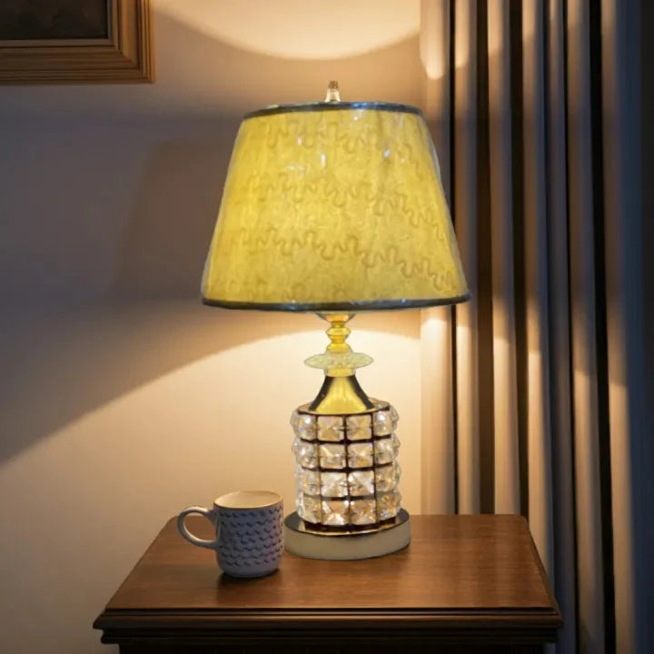 Crystal Gold Bedside Lamp, Glam Decorative Table Lamp with Warm Glow, 17 Inch