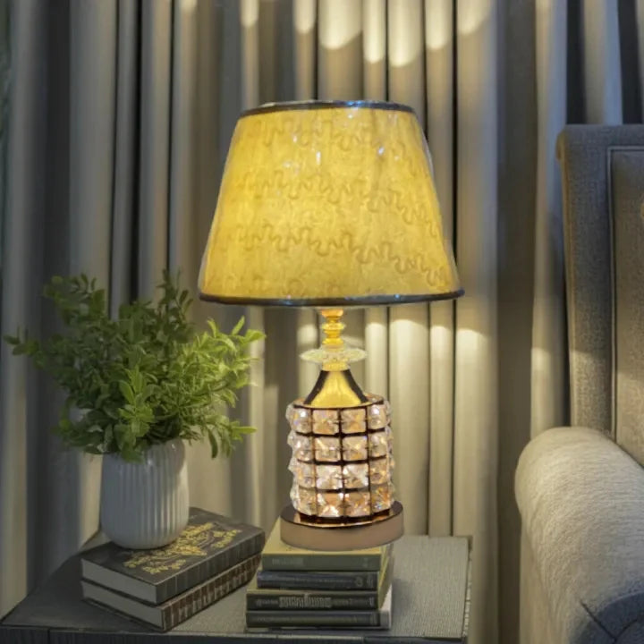 Crystal Gold Bedside Lamp, Glam Decorative Table Lamp with Warm Glow, 17 Inch