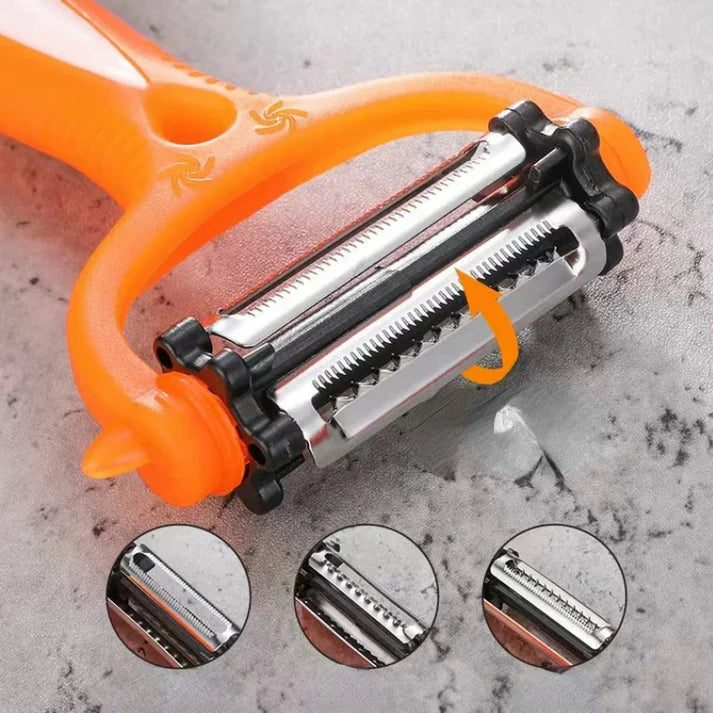 Stainless Steel, Multi-Blade Vegetable Peeler Orange Handle, 1-Piece Kitchen Peelers Tool