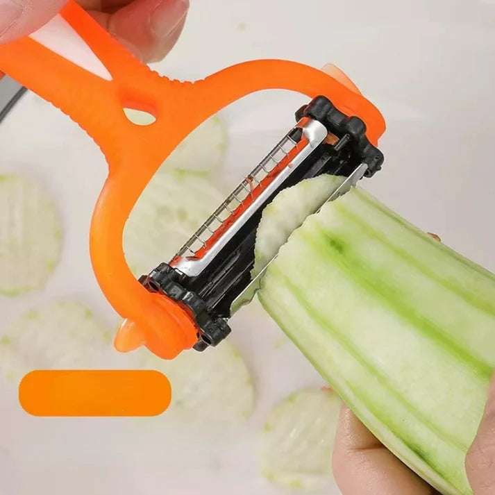 Stainless Steel, Multi-Blade Vegetable Peeler Orange Handle, 1-Piece Kitchen Peelers Tool
