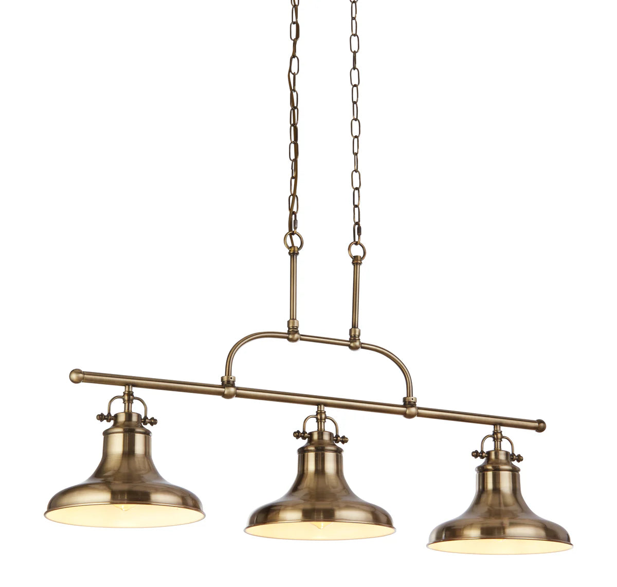Antique Brass 3 Light Kitchen Light, Adjustable Bar Pendant, Industrial Farmhouse Fixture