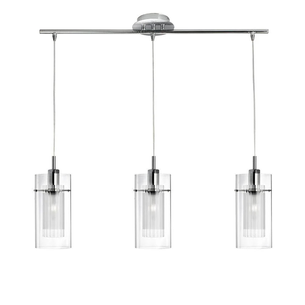 Chrome Triple Glass, Pendant Kitchen Light, Modern Adjustable Island Ceiling Fixture
