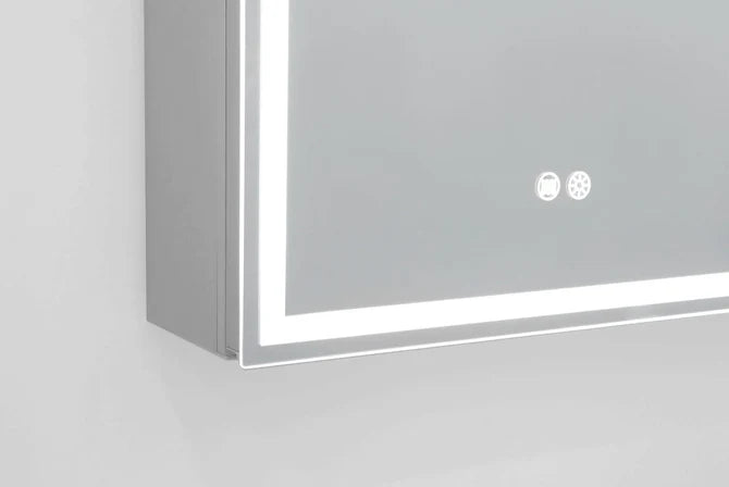 LED Mirror Cabinet, Silver Brushed 3 Door, Bathroom Storage with Dimmable Anti Fog Lighting