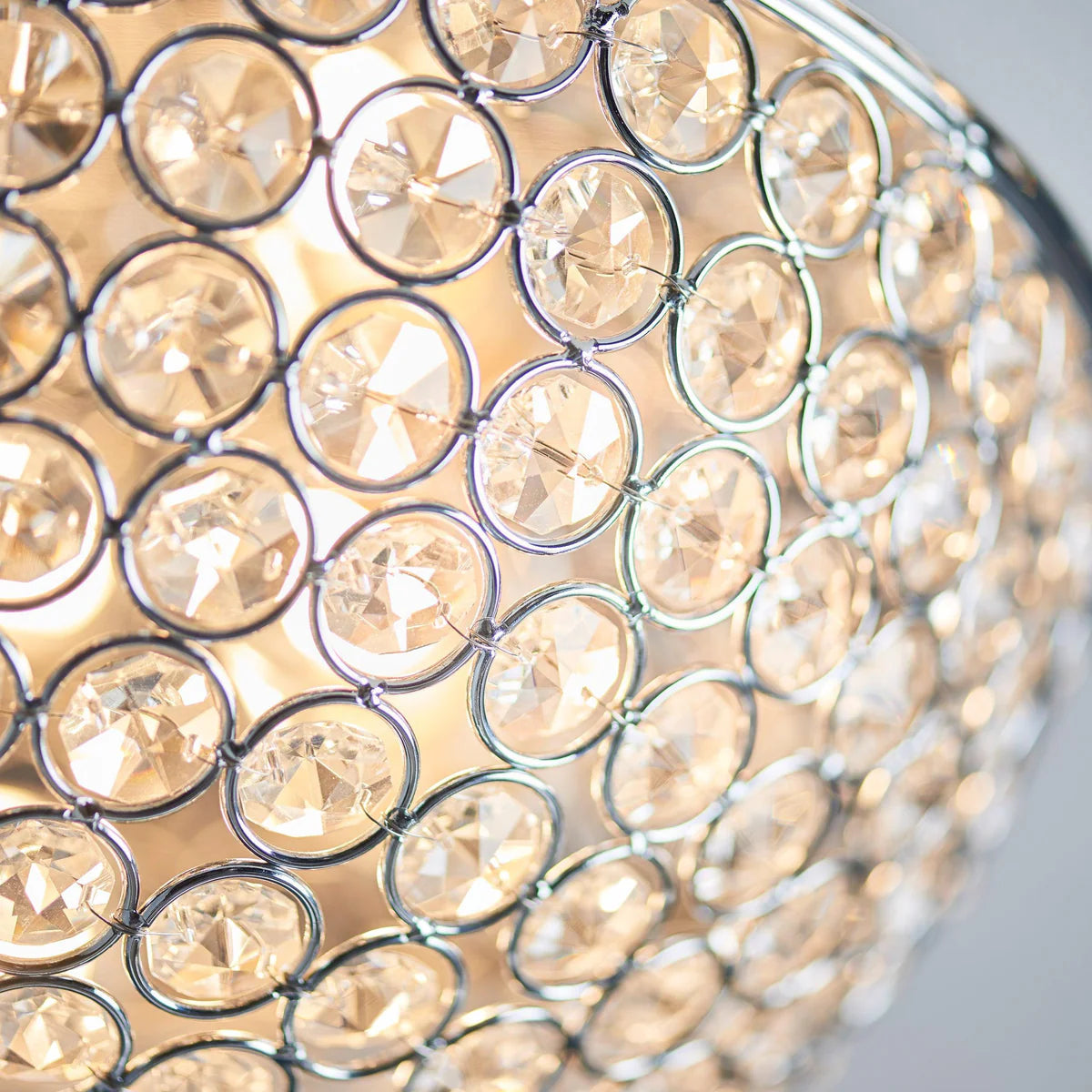 Chrome Flush Mount Bathroom Light, Clear Crystal Ceiling Fixture with G9 Bulbs