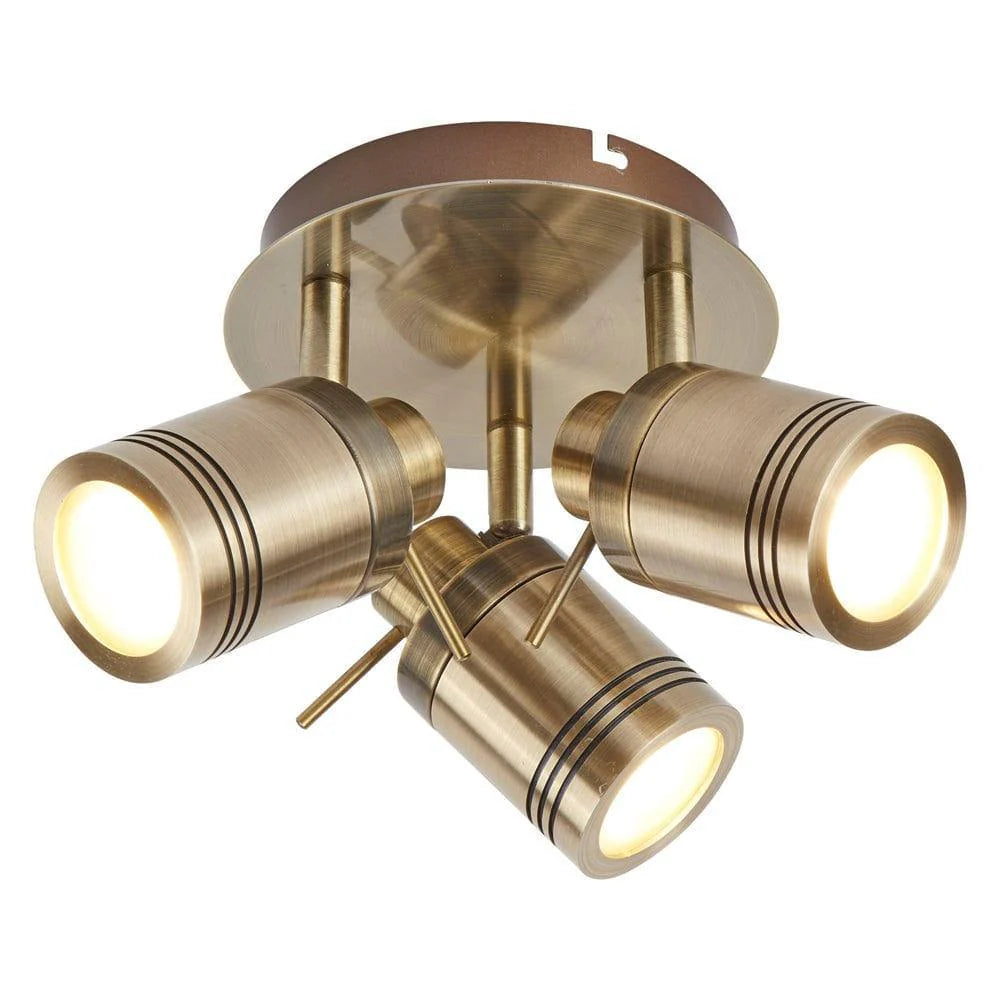 3 Light Brushed Brass, Adjustable Spotlight Bathroom Light, Modern Ceiling Fixture