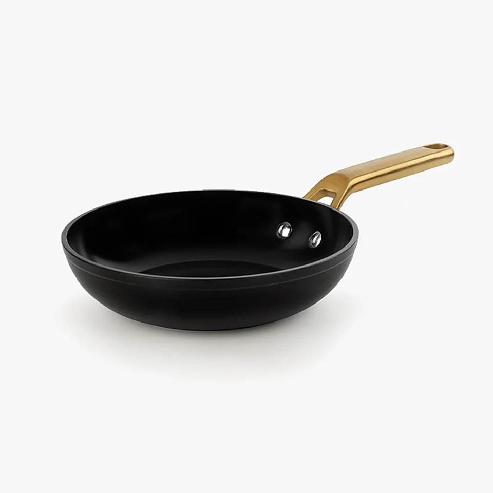 Black Ceramic Nonstick Frying Pan, 8-Inch with Gold Handle, Frying Pan