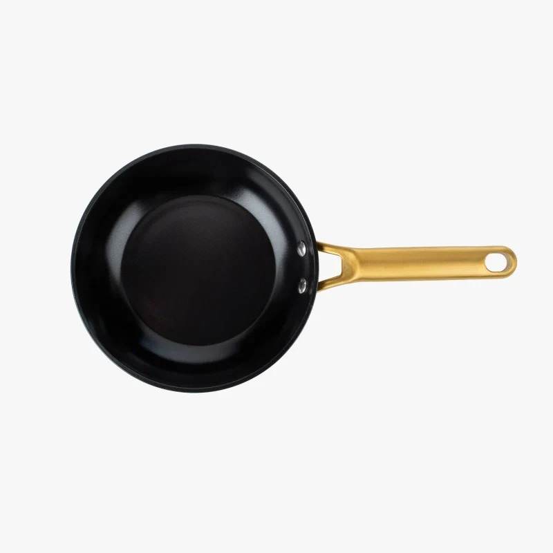 Black Ceramic Nonstick Frying Pan, 8-Inch with Gold Handle, Frying Pan