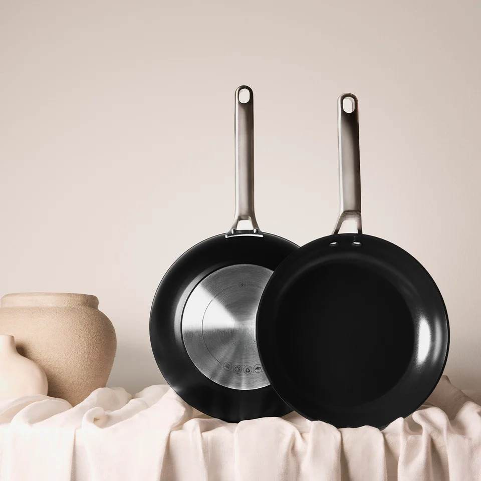 Black Ceramic Nonstick Wok, 11-Inch with Stainless Steel Handle, Wok