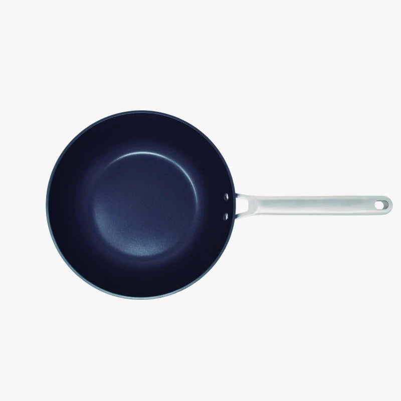 Blue Nonstick Wok, 11-Inch with Stainless Steel Handle, Wok