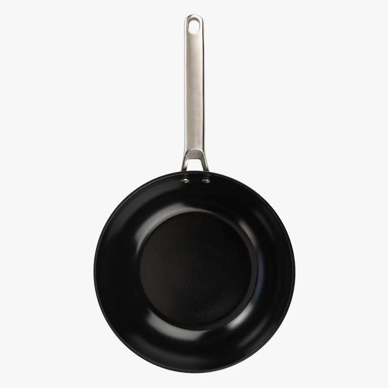 Black Ceramic Nonstick Wok, 11-Inch with Stainless Steel Handle, Wok