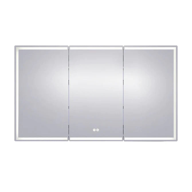 LED Mirror Cabinet, Silver Brushed 3 Door, Bathroom Storage with Dimmable Anti Fog Lighting