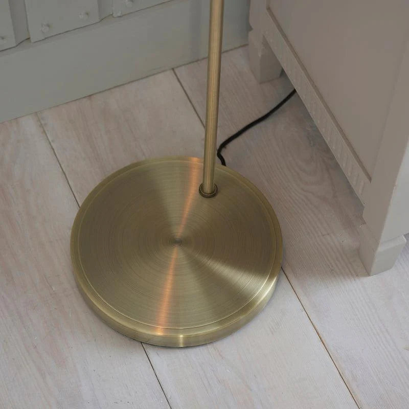 Antique Brass Floor Lamp with Clear Glass Shade, 1-Light Living Room Lighting