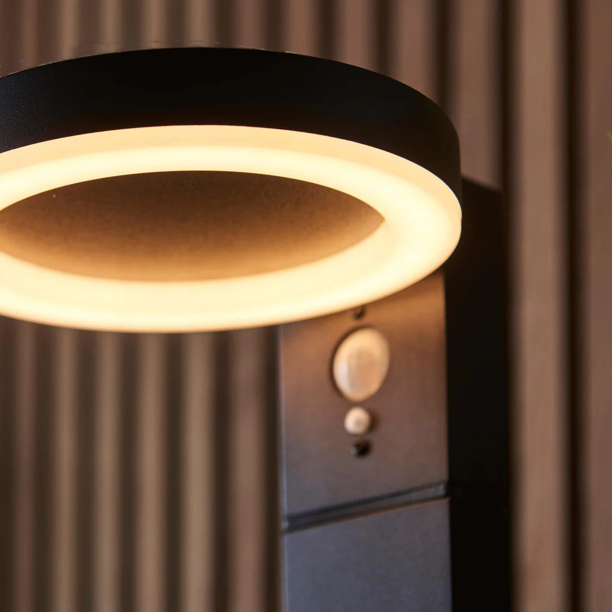 Black LED Motion Sensor Outdoor Post Light, 1-Light Modern Outdoor Lighting