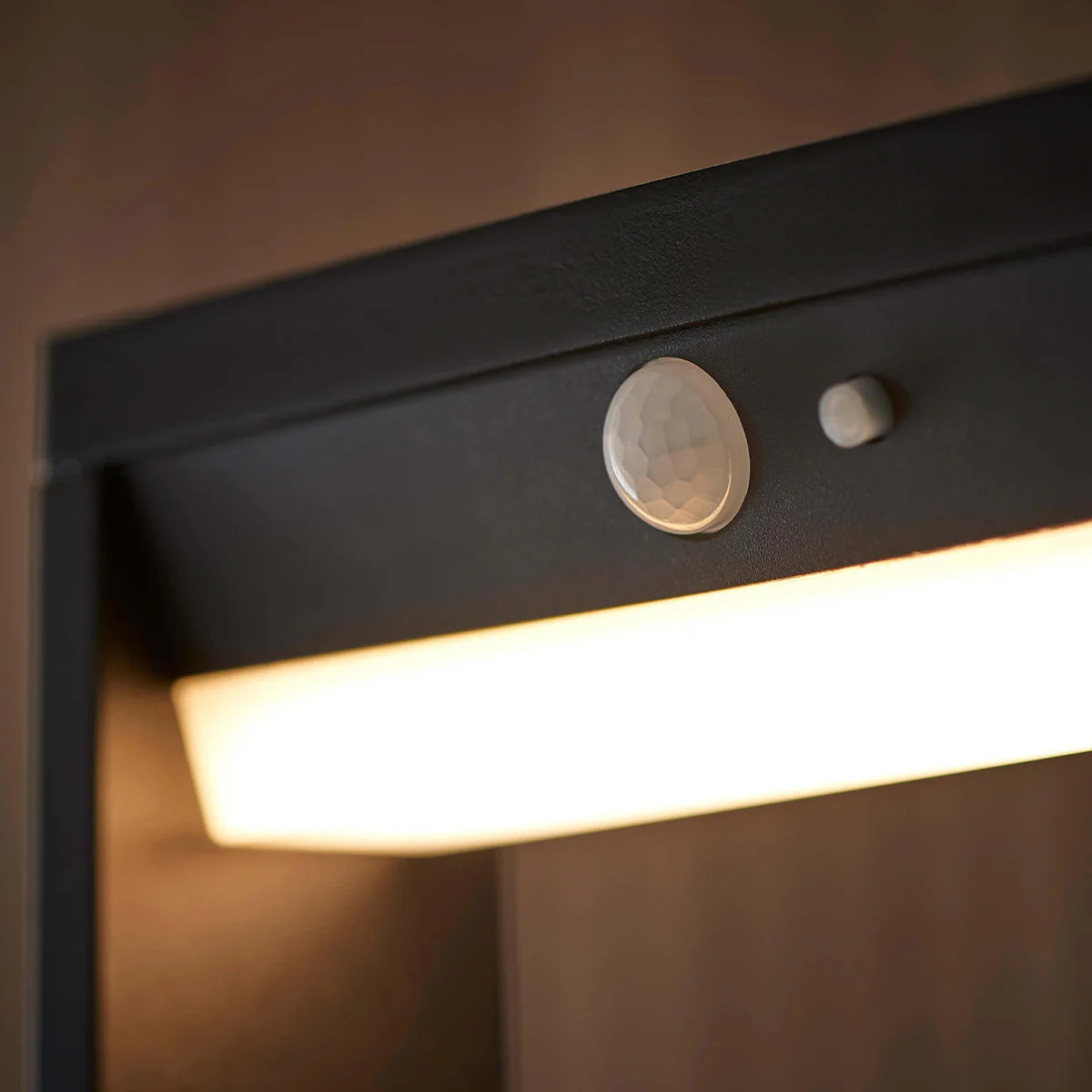 Black Rectangle Solar LED Motion Sensor Path Light, 1-Light Modern Outdoor Lighting