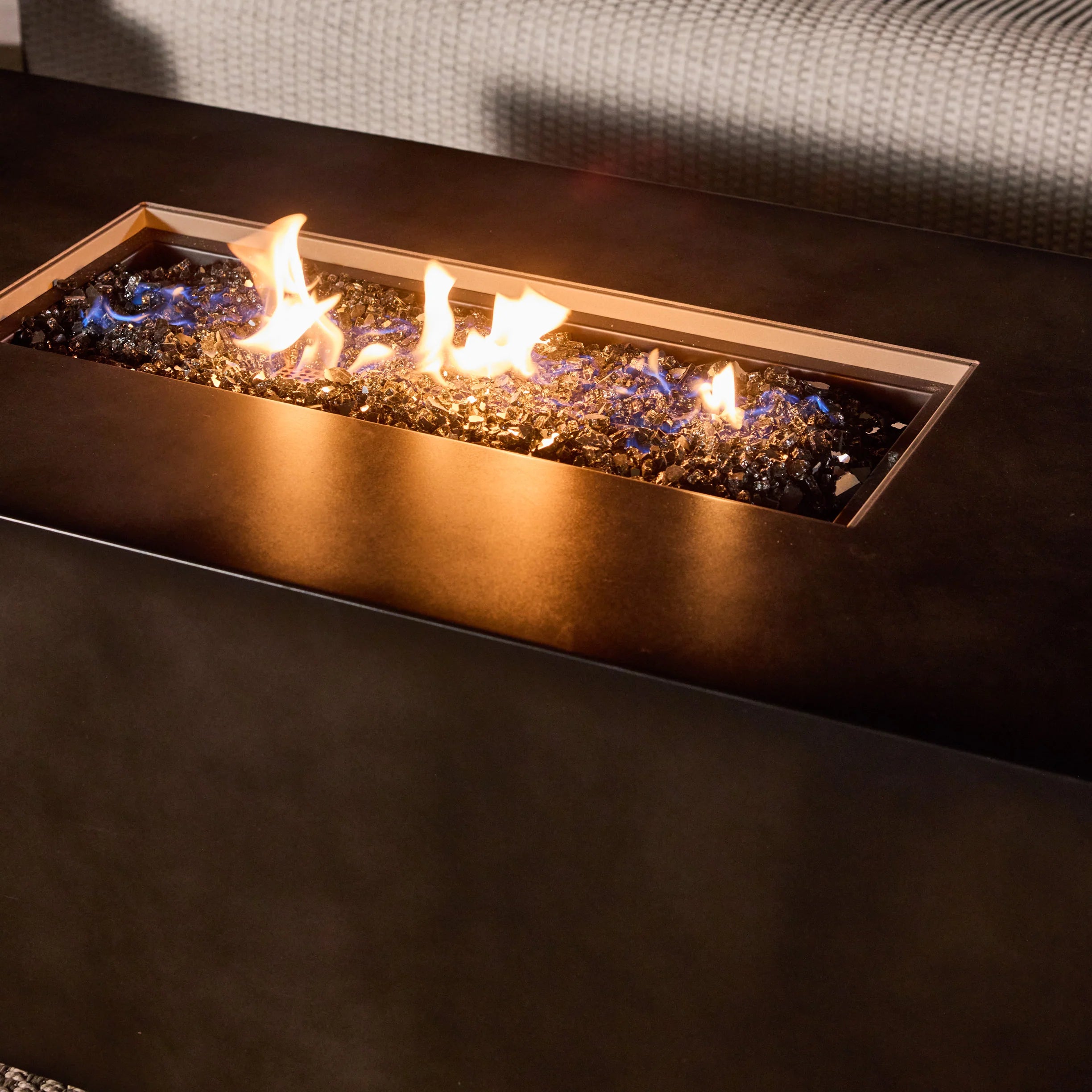 Large Rectangular Concrete Style, Outdoor Fire Pit Table with Aluminum Frame, 60-Inch Patio Fire Pit