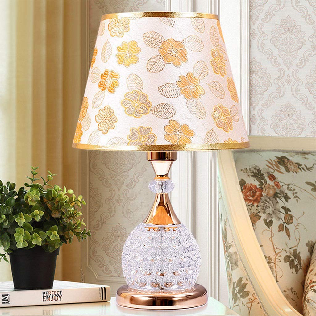 Crystal Gold Bedside Lamp, Elegant Decorative Table Lamp with Warm Light, 18 Inch