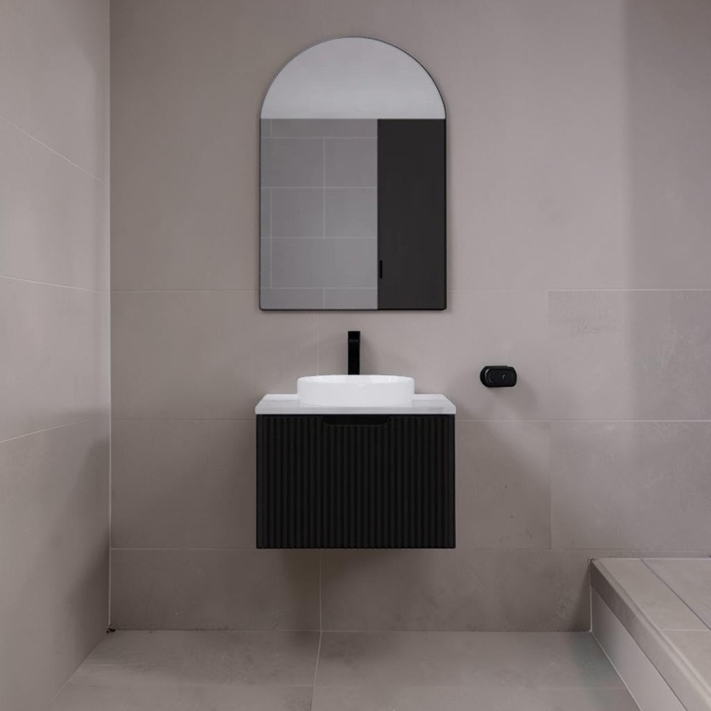 Arch LED Bathroom Cabinet, White Wall Mounted Mirror Storage with Backlit Lighting