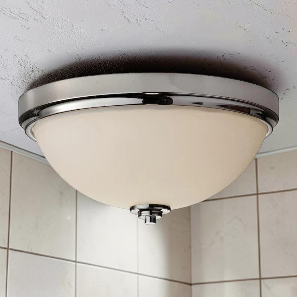 Polished Nickel Opal Glass, Flush Mount Bathroom Light, Modern Ceiling Fixture