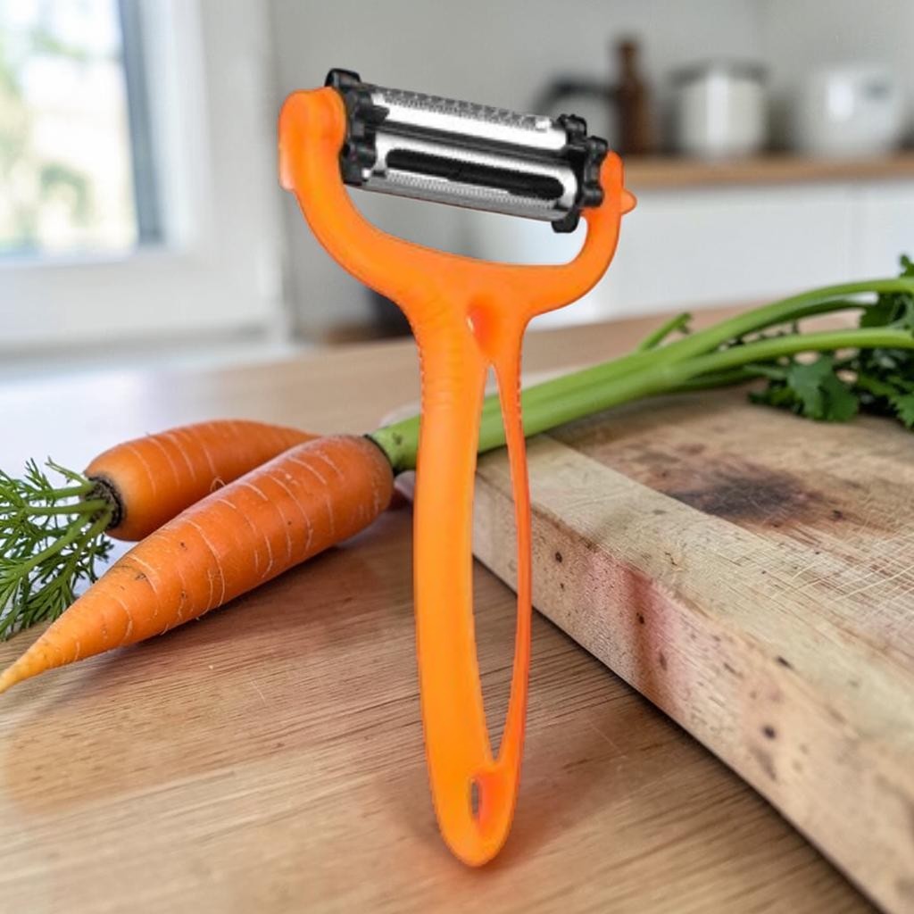 Stainless Steel, Multi-Blade Vegetable Peeler Orange Handle, 1-Piece Kitchen Peelers Tool
